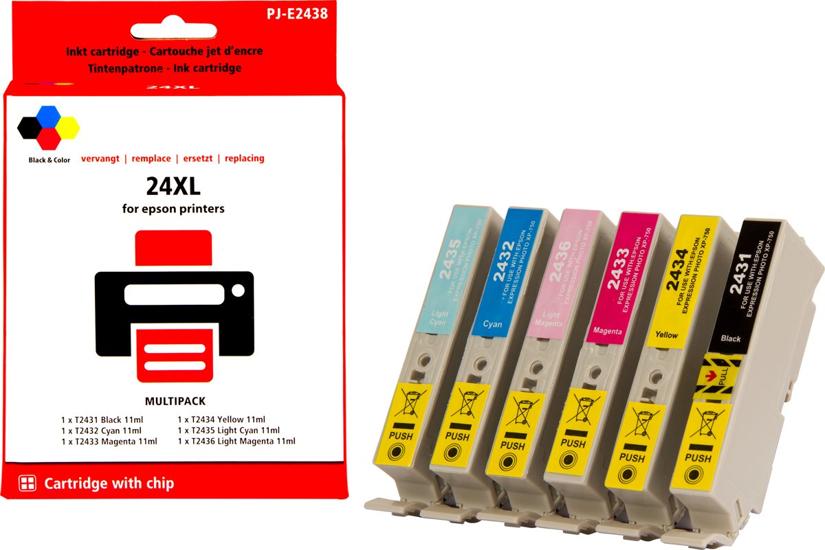 Epson 24 XL (T2438) inktcartridge |6 kleuren| - Pixeljet